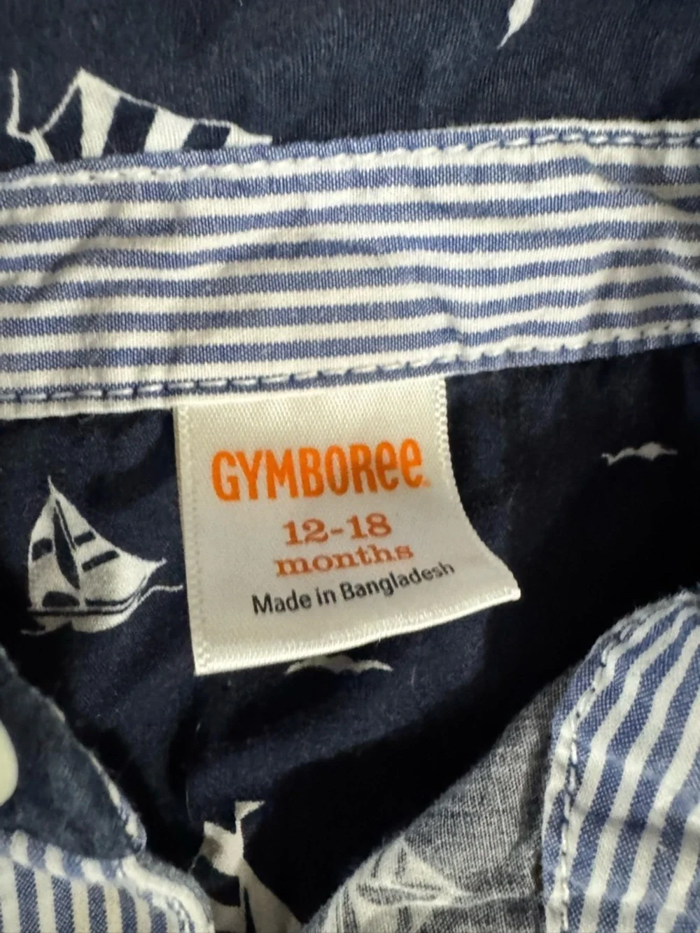 Gymboree Navy and White Sailboat Button-Down Shirt
